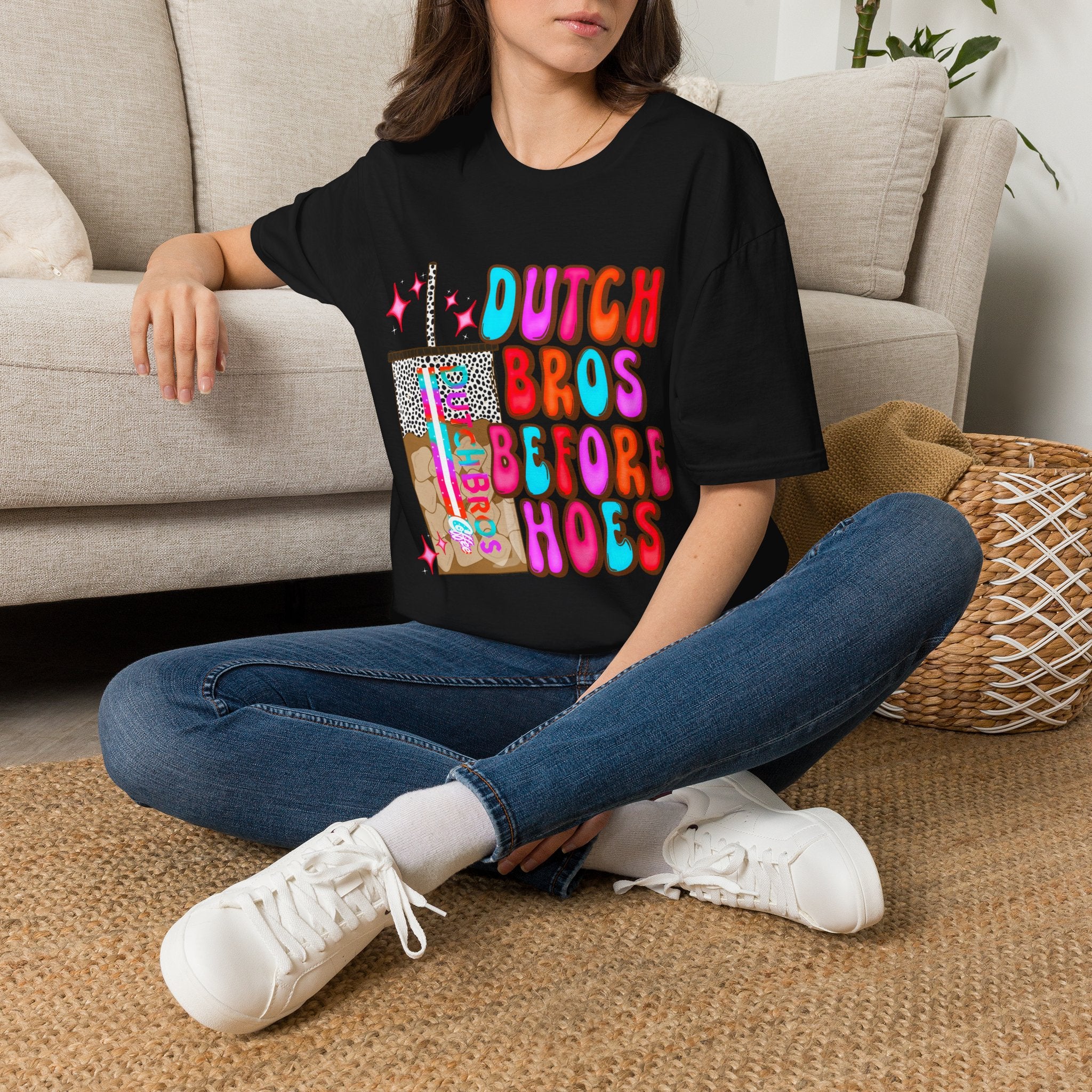 T-Shirt — 'Dutch Bros Before H*es' Retro Neon Coffee Lover Tee